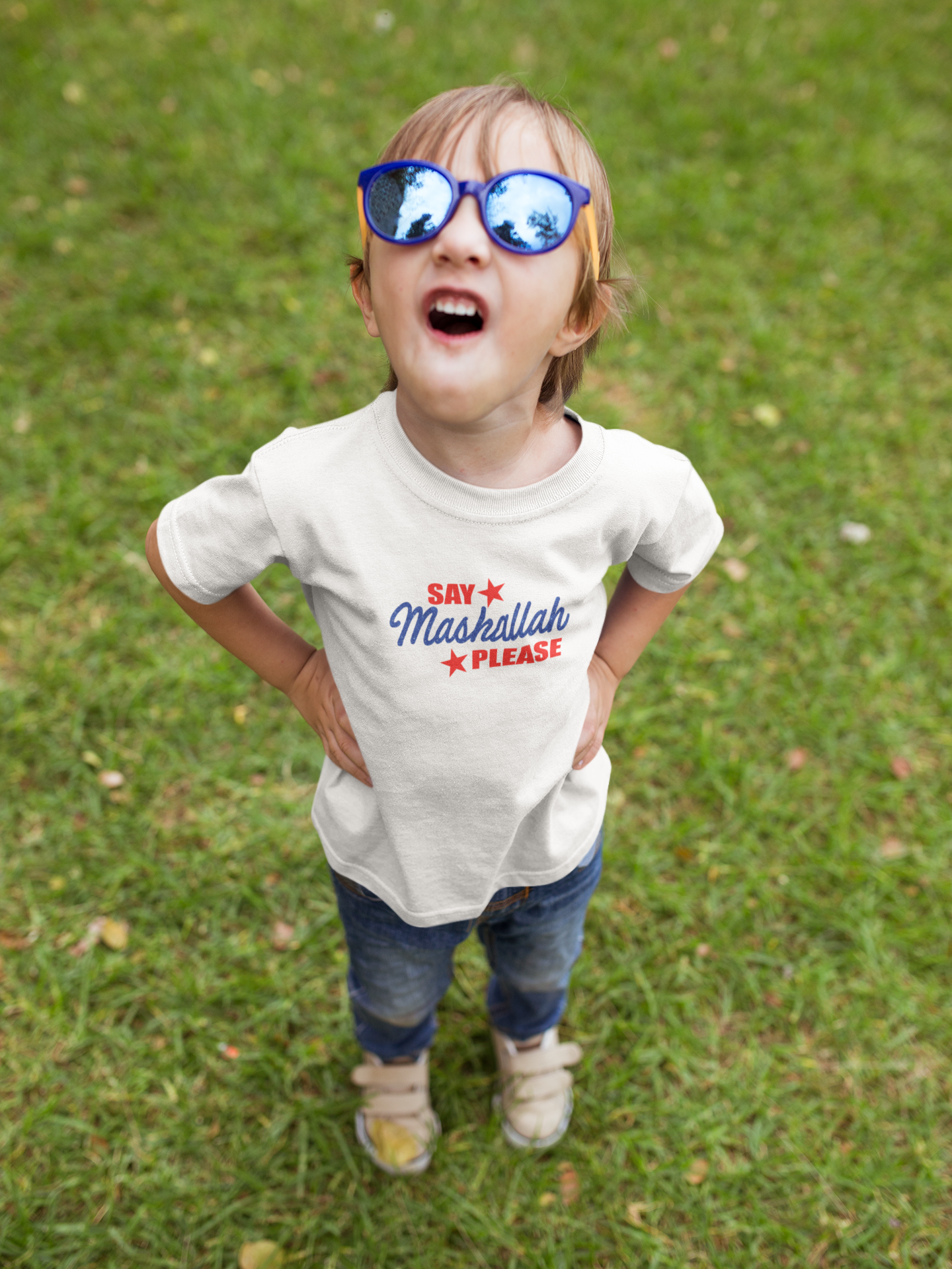 Say Mashallah Please Eid Half Sleeves T-Shirt for Boy-FunkyTeesClub