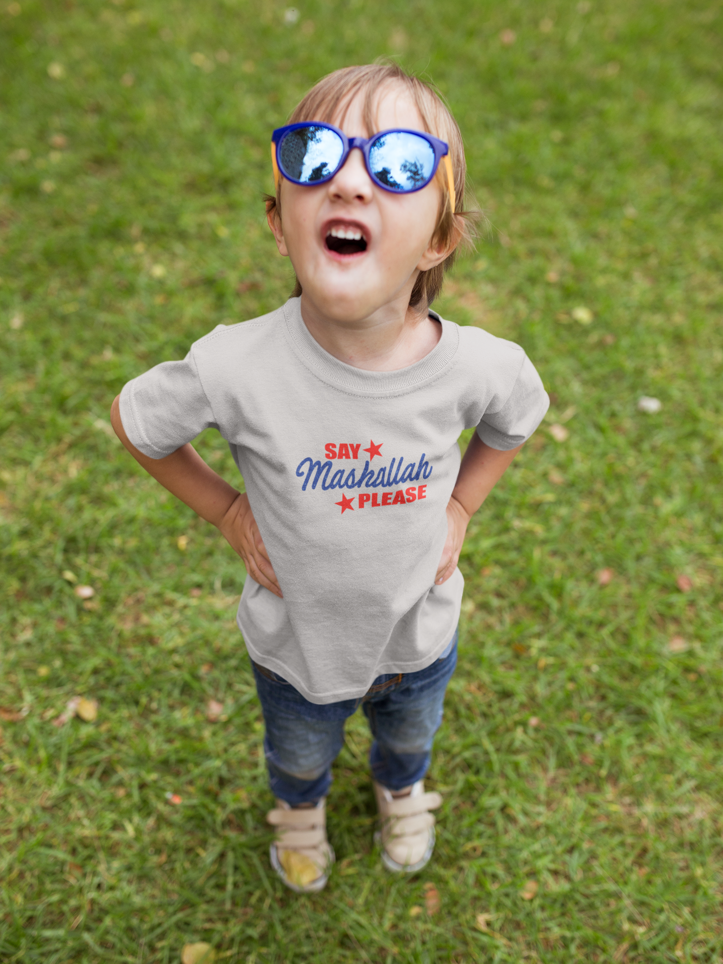 Say Mashallah Please Eid Half Sleeves T-Shirt for Boy-FunkyTeesClub