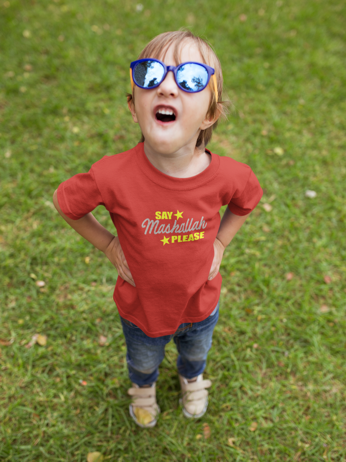 Say Mashallah Please Eid Half Sleeves T-Shirt for Boy-FunkyTeesClub