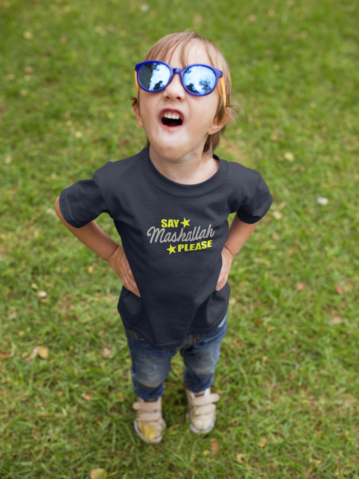 Say Mashallah Please Eid Half Sleeves T-Shirt for Boy-FunkyTeesClub