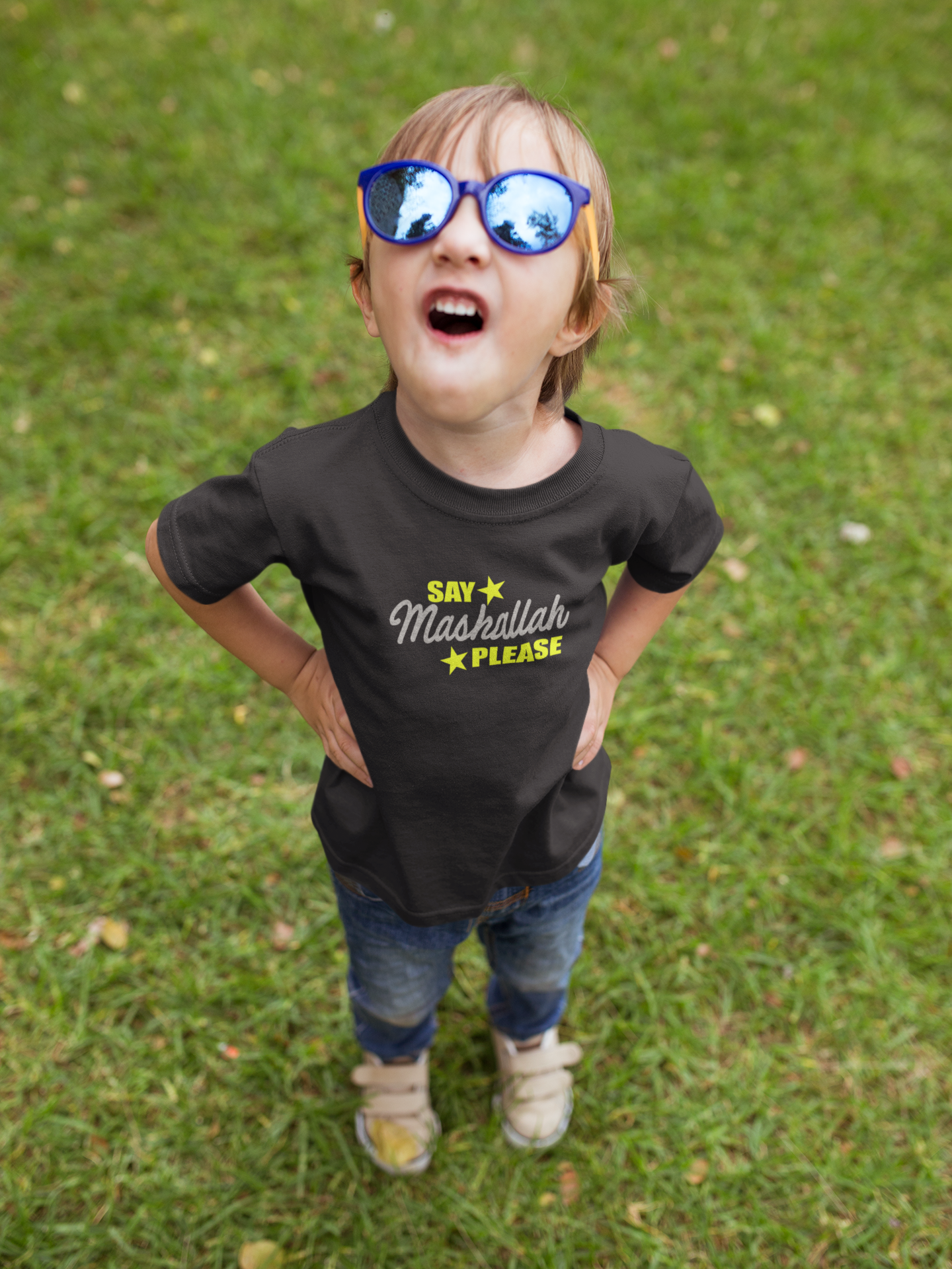Say Mashallah Please Eid Half Sleeves T-Shirt for Boy-FunkyTeesClub