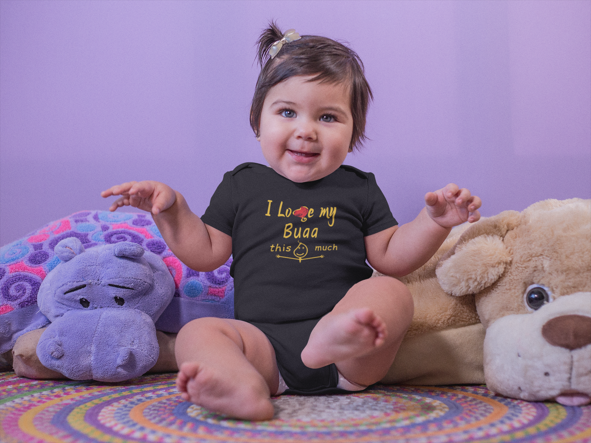 I Love My Bua Black Rompers for Baby Girl - FunkyTeesClub