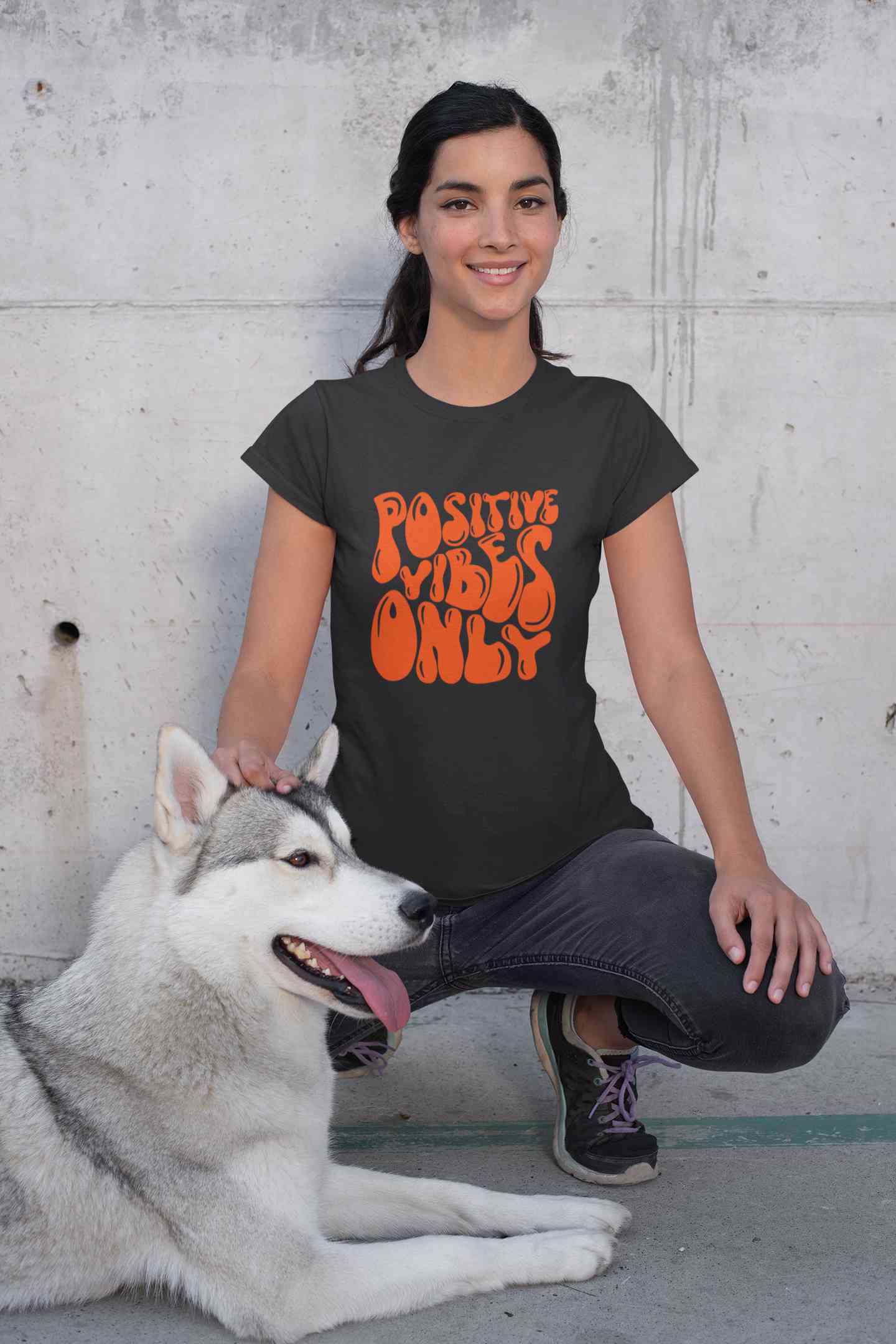 Positive Vibes Only Quotes Women Half Sleeves T-shirt- FunkyTeesClub