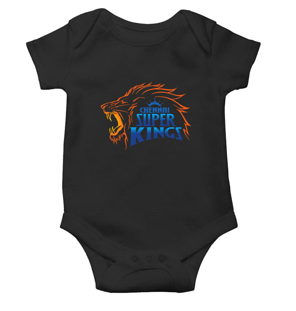 Chennai Super King Black Rompers for Baby Boy - FunkyTeesClub