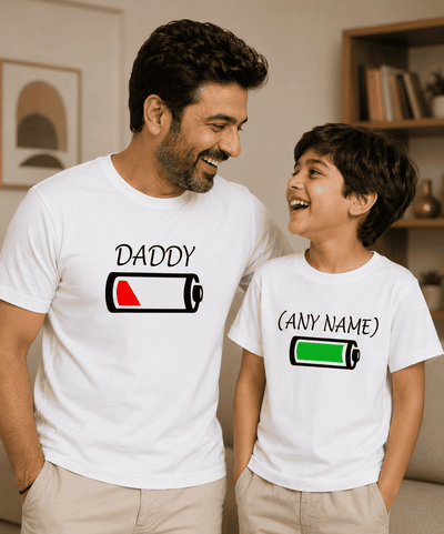 Custom Name Son and Daddy Father and Son Matching T-Shirt- FunkyTeesClub
