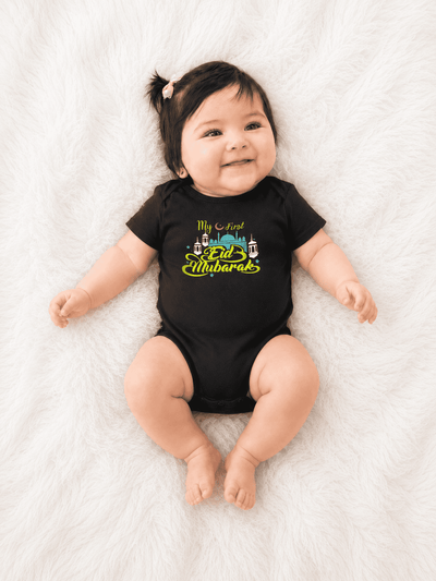 Customize Name First Eid Rompers for Baby Girl- FunkyTeesClub