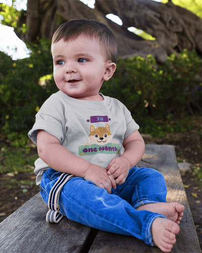 Custom Name One Month Birthday Cute Half Sleeves T-Shirt for Boys -FunkyTeesClub