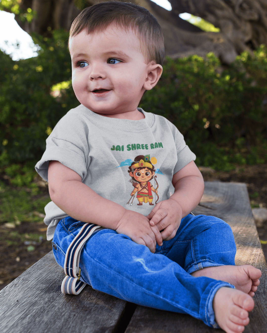 Jai Shree Ram Navratri Half Sleeves T-Shirt for Boys -FunkyTeesClub