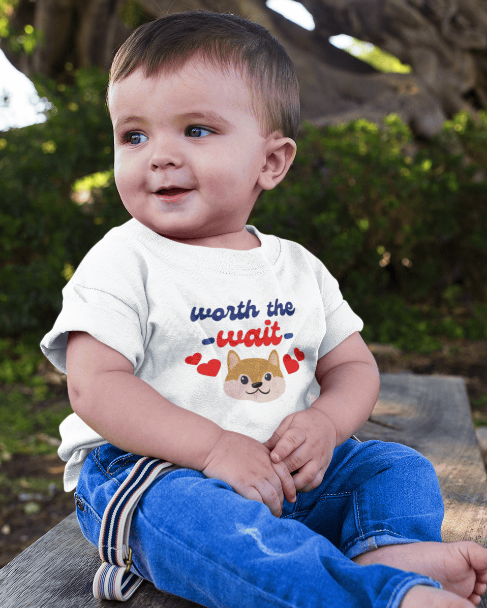 Worth The Wait New Born Half Sleeves T-Shirt for Boys -FunkyTeesClub