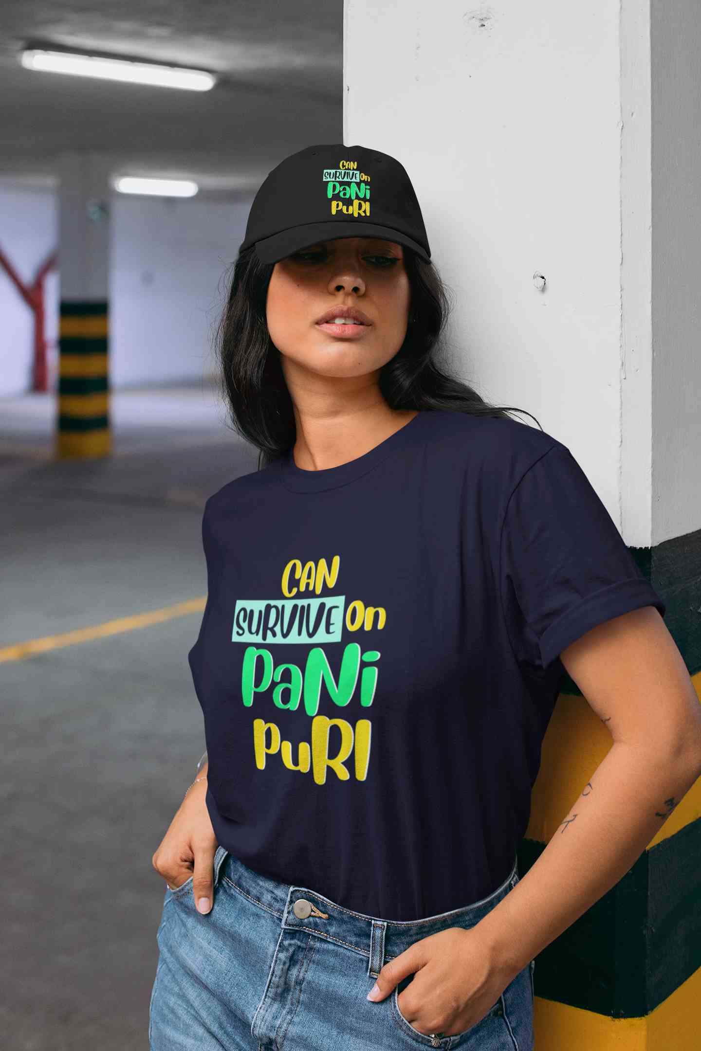 Can Survive On Pani Puri Food Women Half Sleeves T-shirt- FunkyTeesClub