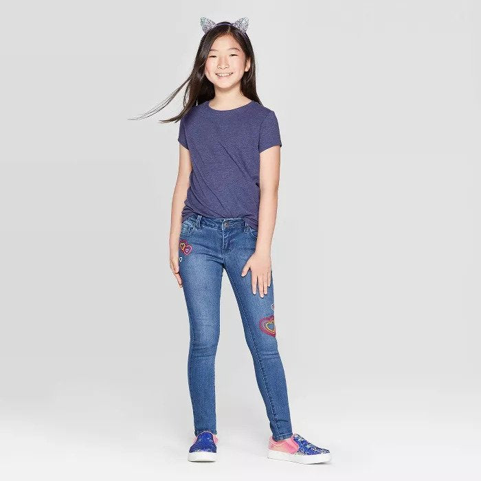 Girl Plain Navy Blue T-shirt -FunkyTeesClub