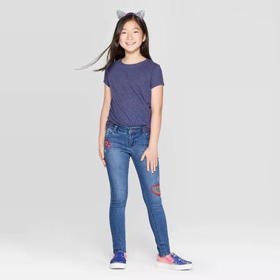 Girl Plain Navy Blue T-shirt -FunkyTeesClub