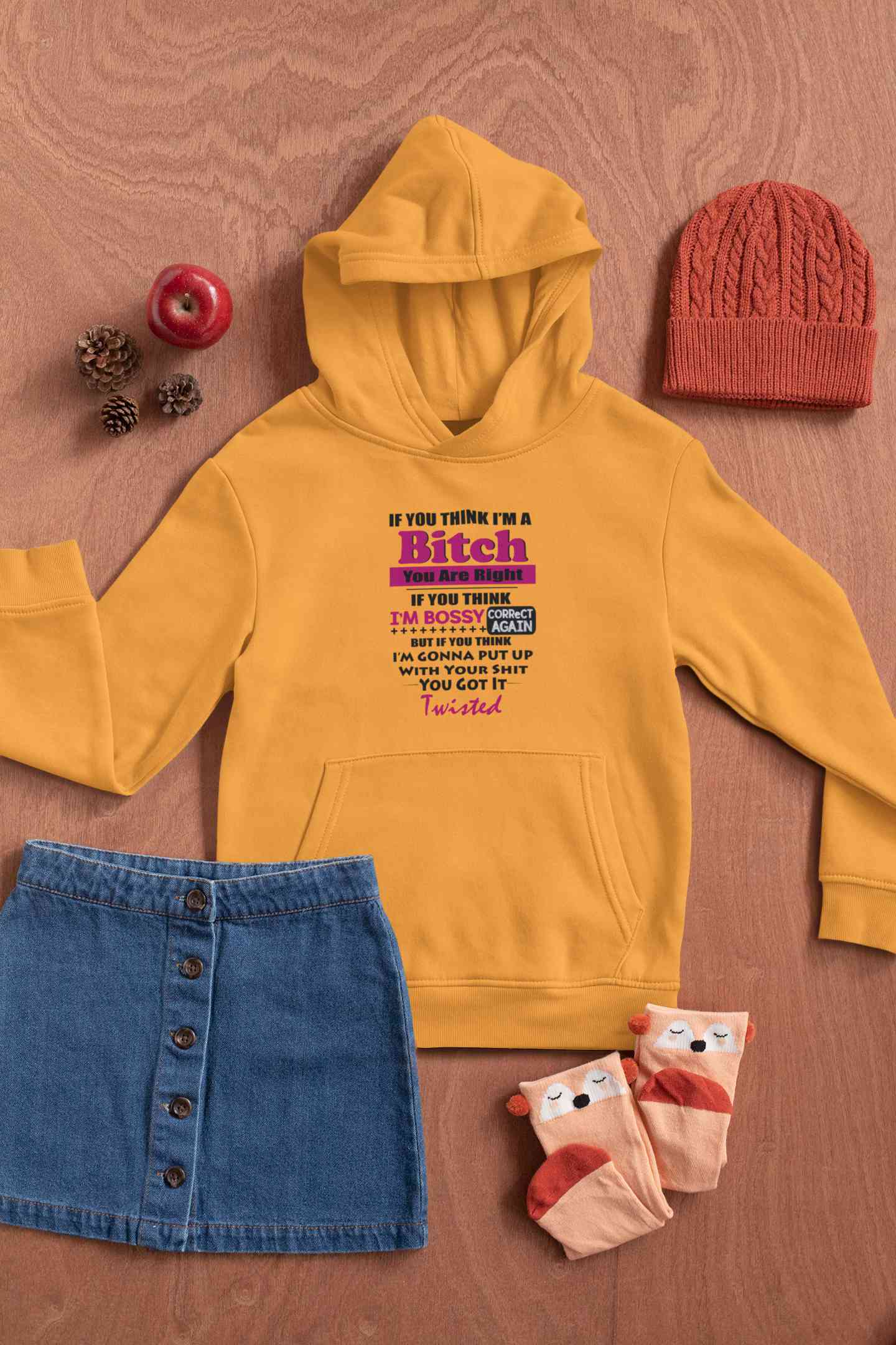 Bossy Bitch Attitude Hoodies for Women-FunkyTeesClub
