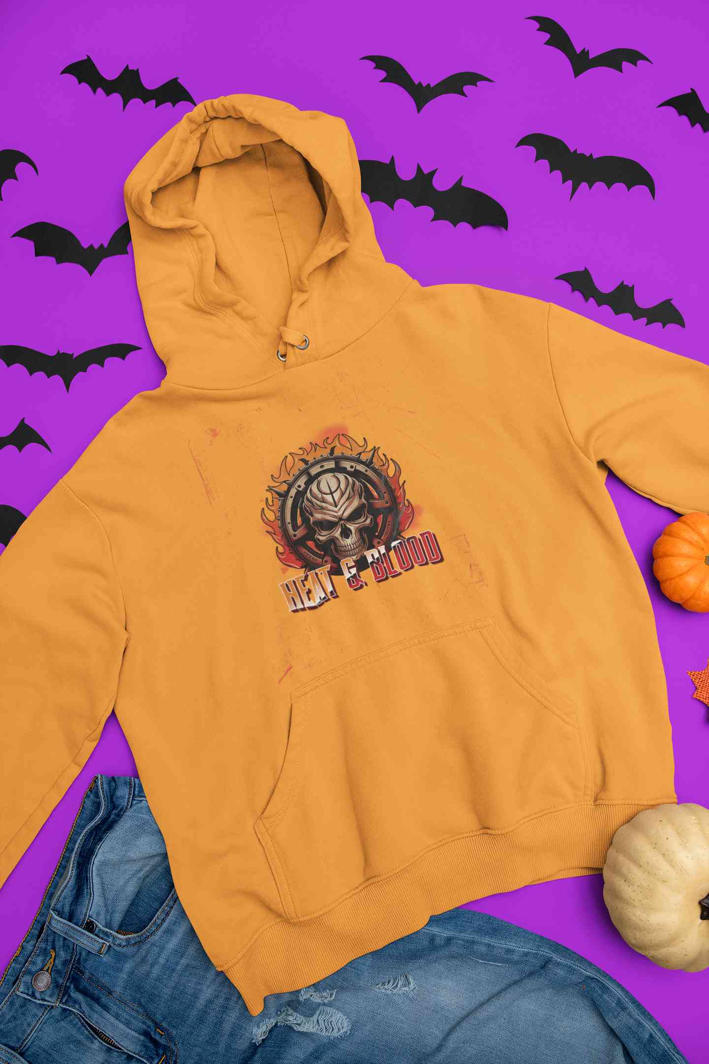 Flaming Skull Hoodies for Women-FunkyTeesClub