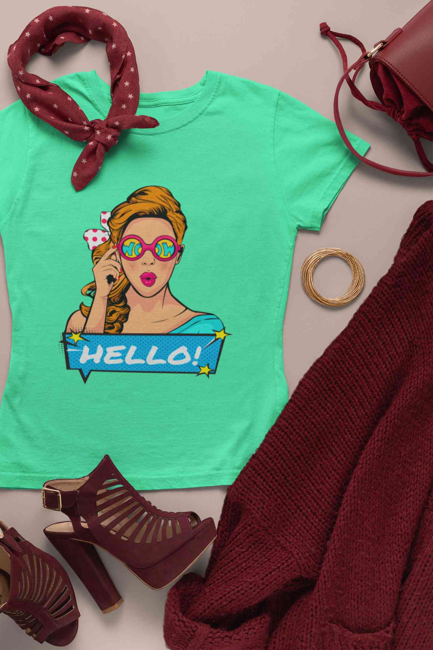 Pop Art Surprised Women Half Sleeves T-shirt- FunkyTeesClub