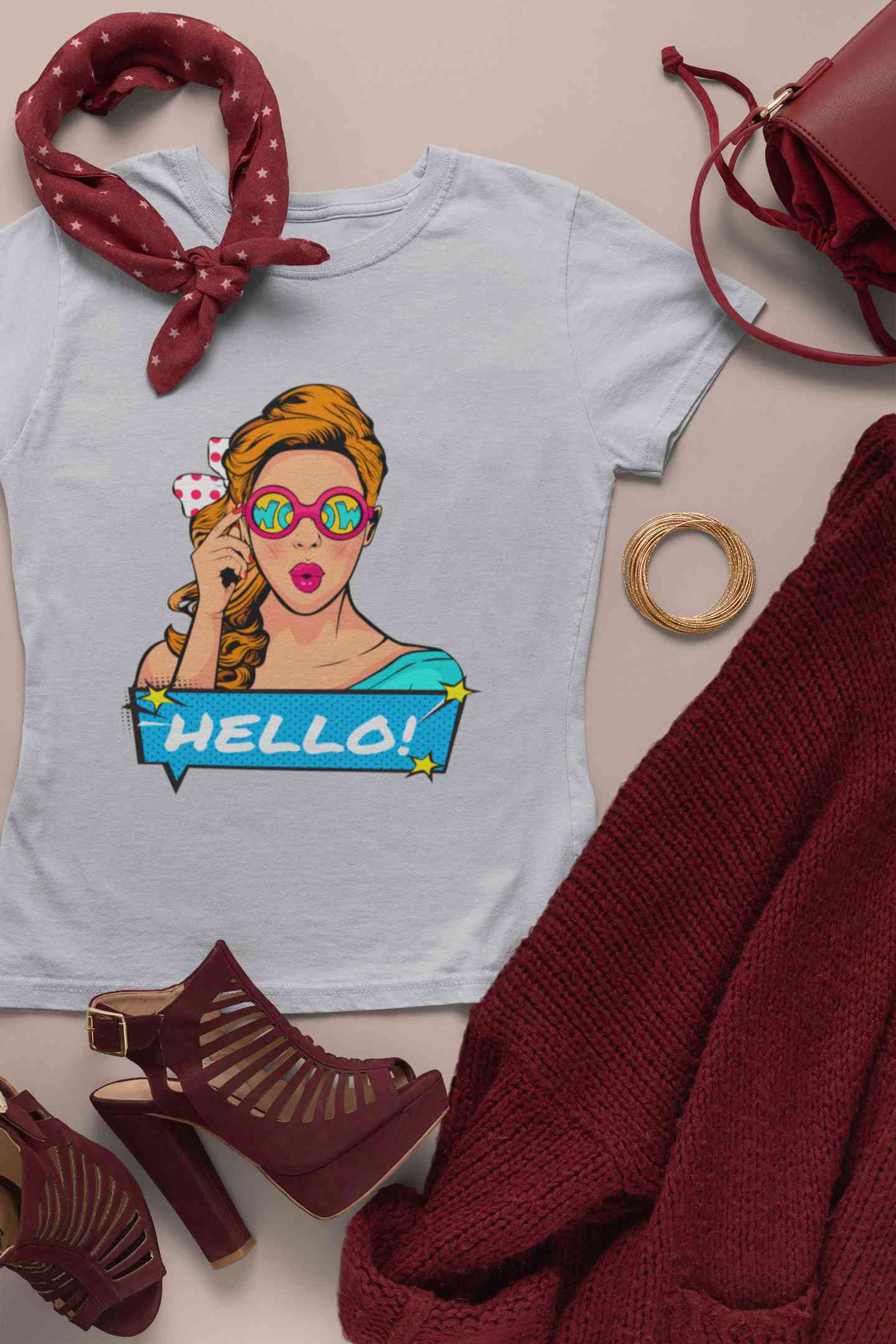 Pop Art Surprised Women Half Sleeves T-shirt- FunkyTeesClub