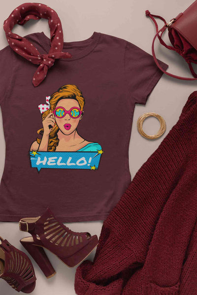 Pop Art Surprised Women Half Sleeves T-shirt- FunkyTeesClub