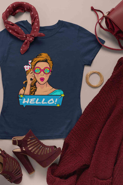 Pop Art Surprised Women Half Sleeves T-shirt- FunkyTeesClub