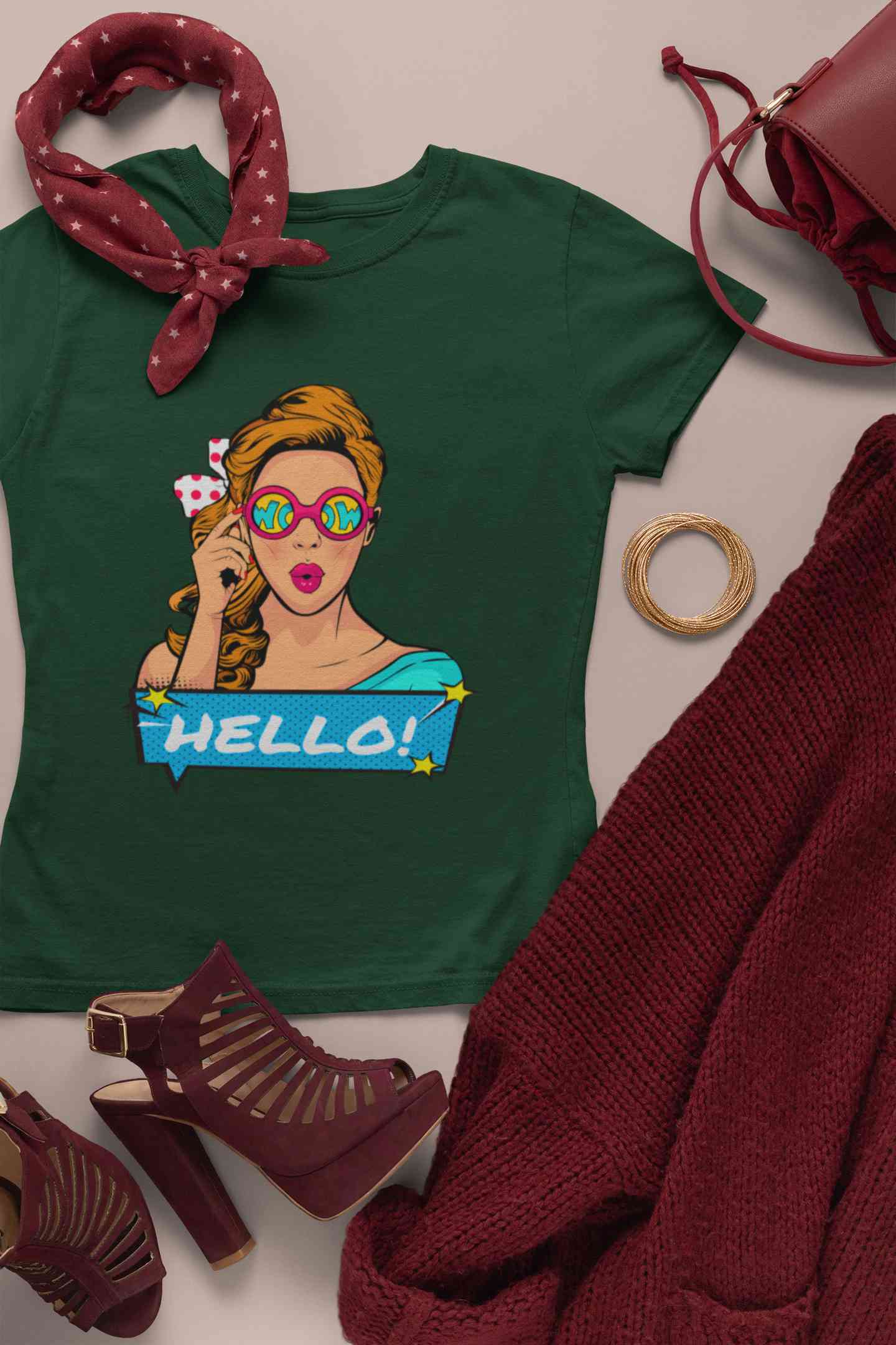 Pop Art Surprised Women Half Sleeves T-shirt- FunkyTeesClub