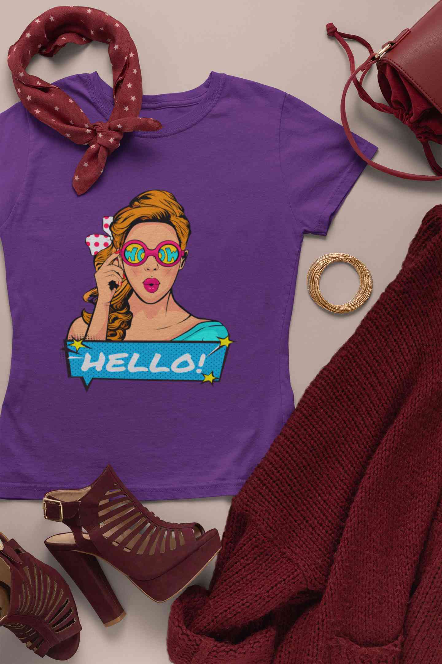 Pop Art Surprised Women Half Sleeves T-shirt- FunkyTeesClub