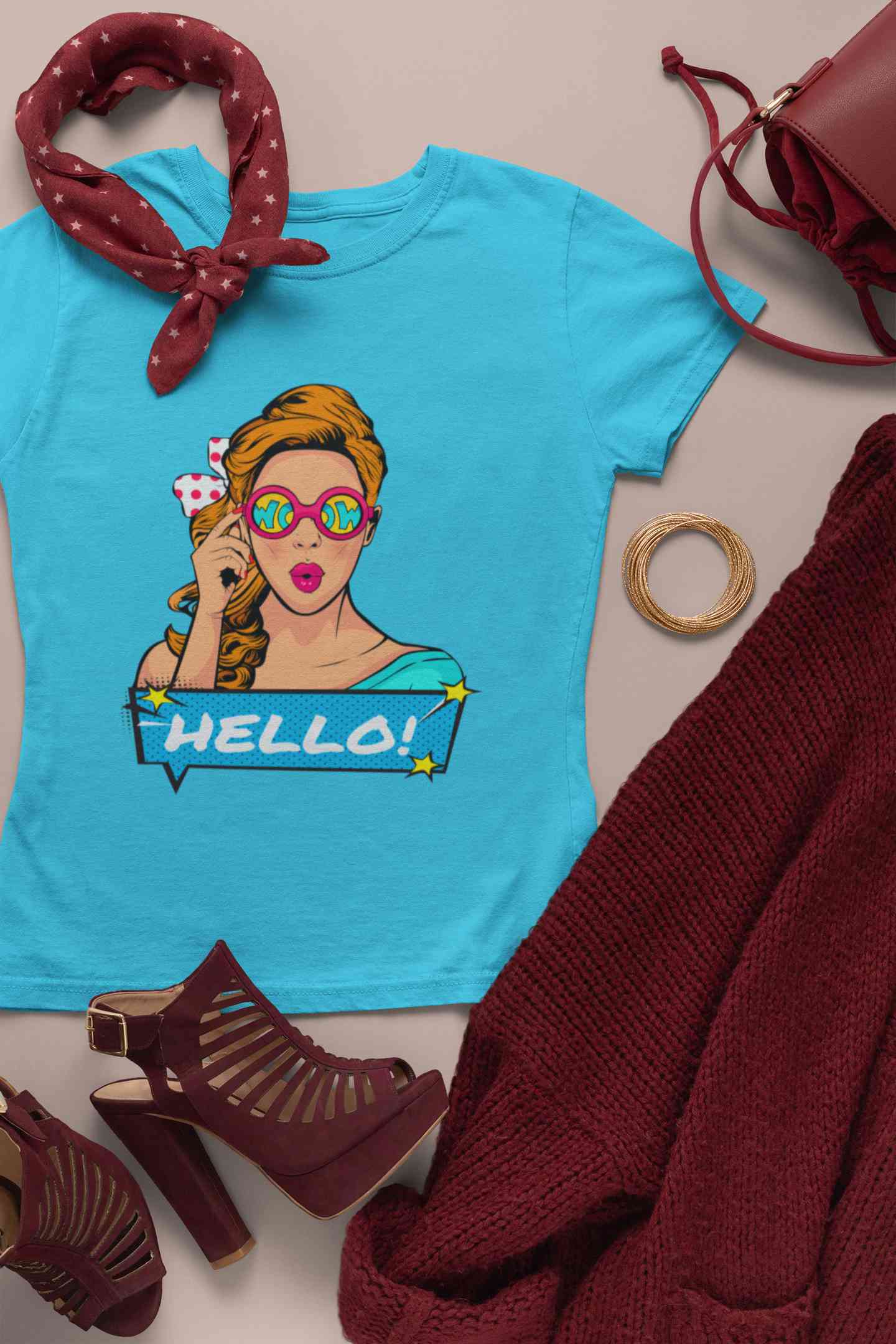 Pop Art Surprised Women Half Sleeves T-shirt- FunkyTeesClub