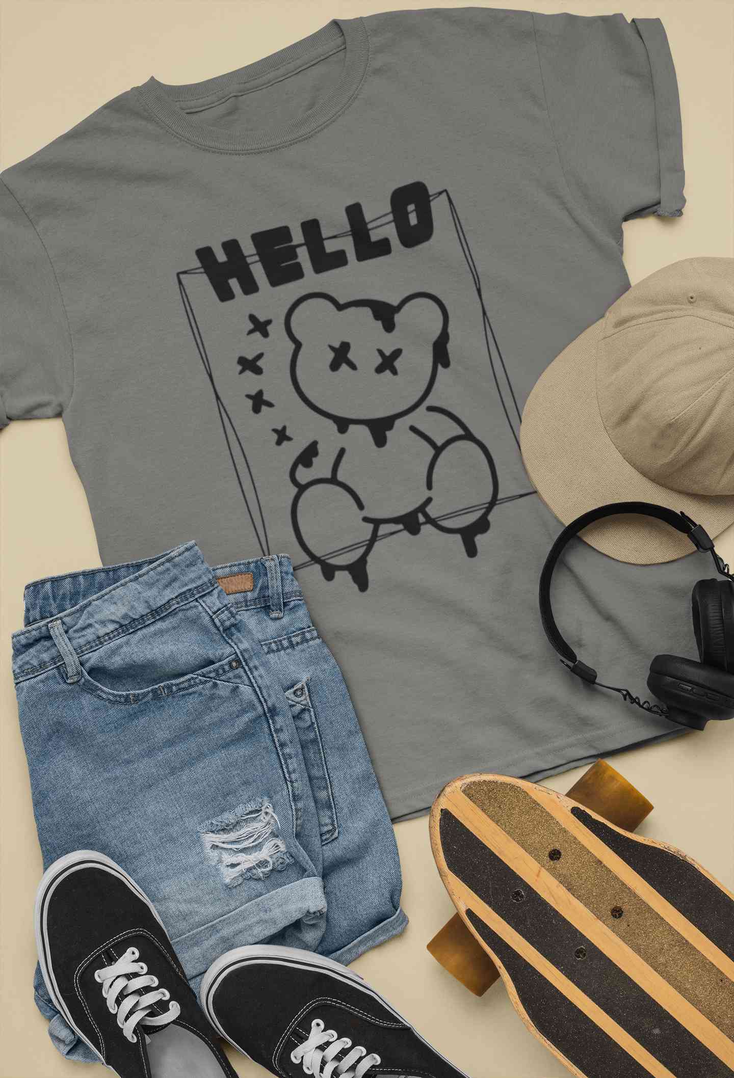 Hello Graphic Mens Half Sleeves T-shirt- FunkyTeesClub
