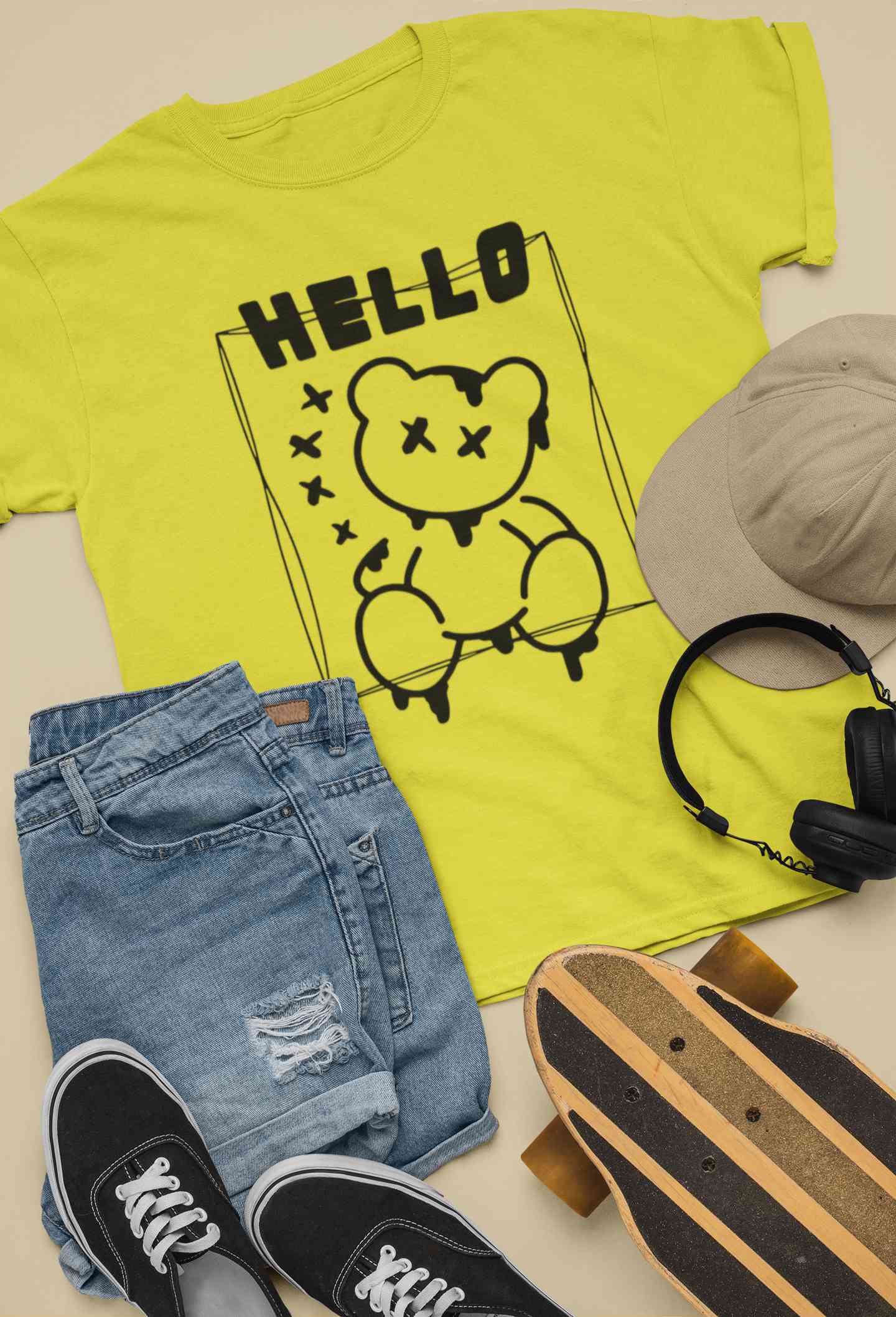 Hello Graphic Mens Half Sleeves T-shirt- FunkyTeesClub
