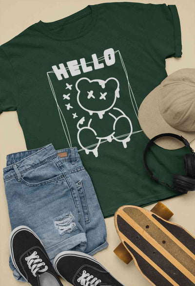Hello Graphic Women Half Sleeves T-shirt- FunkyTeesClub