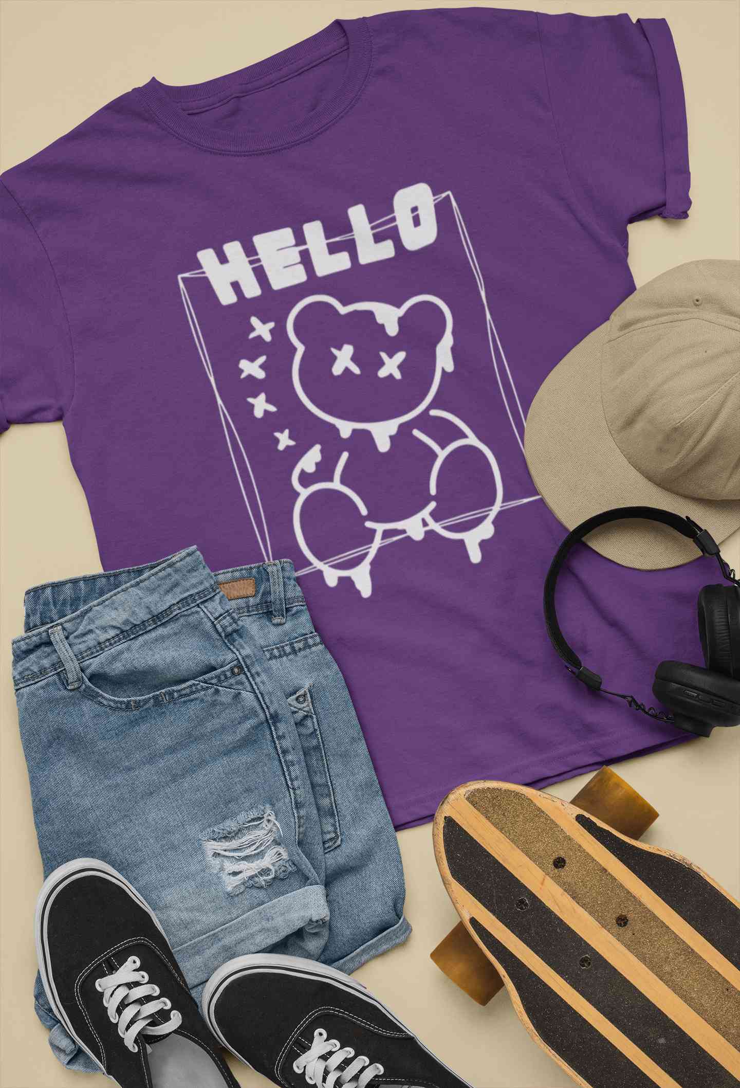 Hello Graphic Mens Half Sleeves T-shirt- FunkyTeesClub