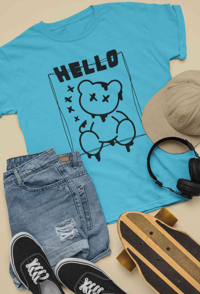Hello Graphic Mens Half Sleeves T-shirt- FunkyTeesClub