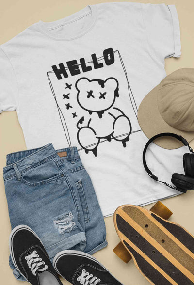Hello Graphic Women Half Sleeves T-shirt- FunkyTeesClub