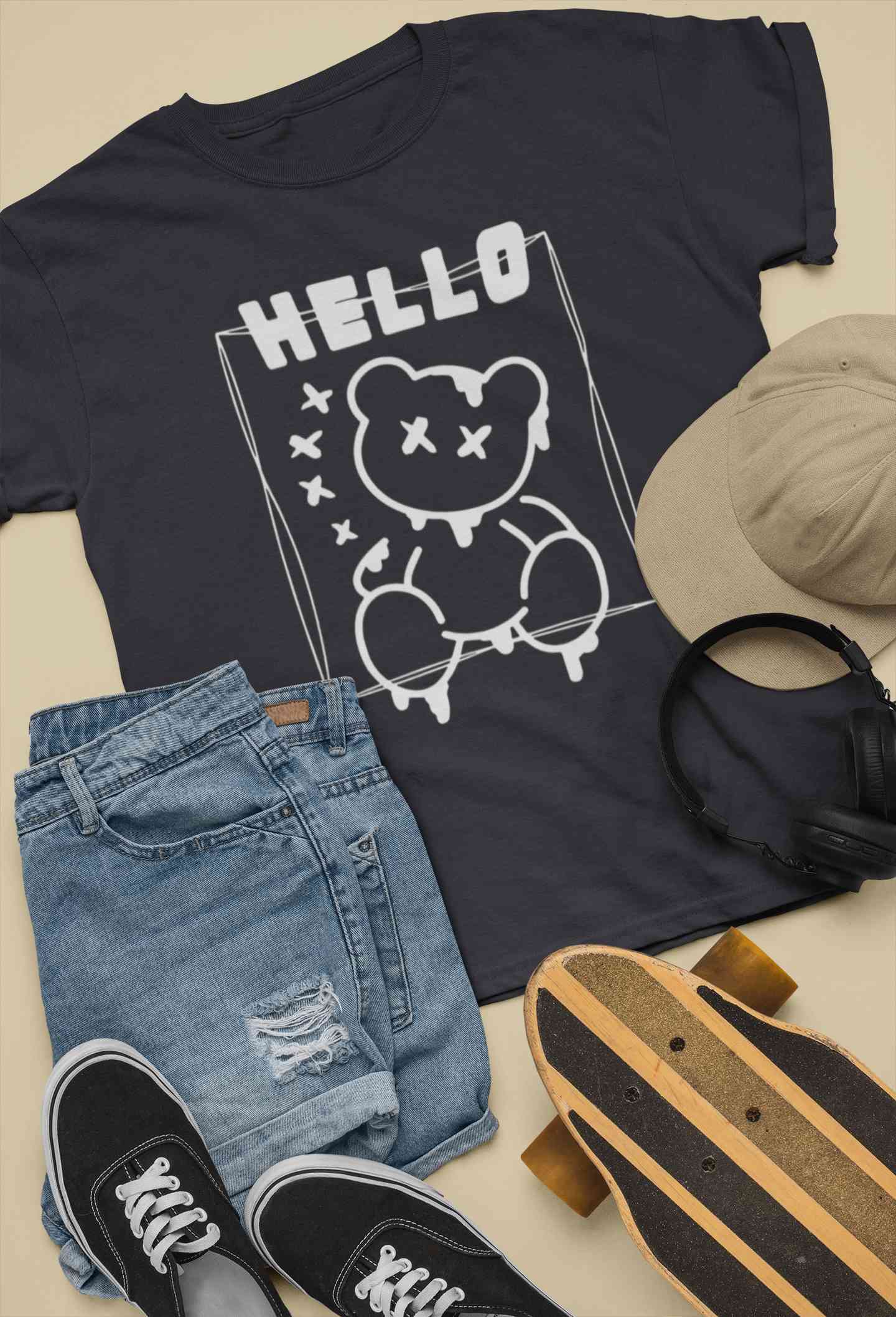 Hello Graphic Mens Half Sleeves T-shirt- FunkyTeesClub