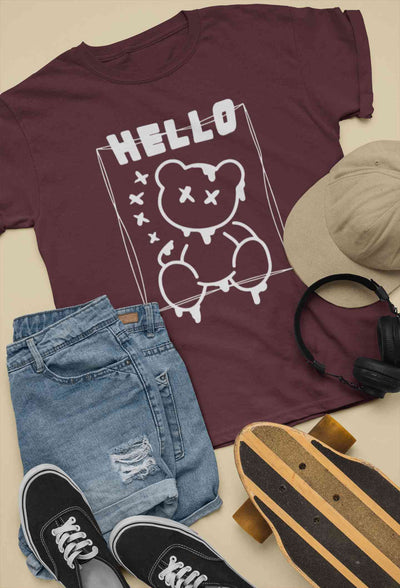 Hello Graphic Women Half Sleeves T-shirt- FunkyTeesClub