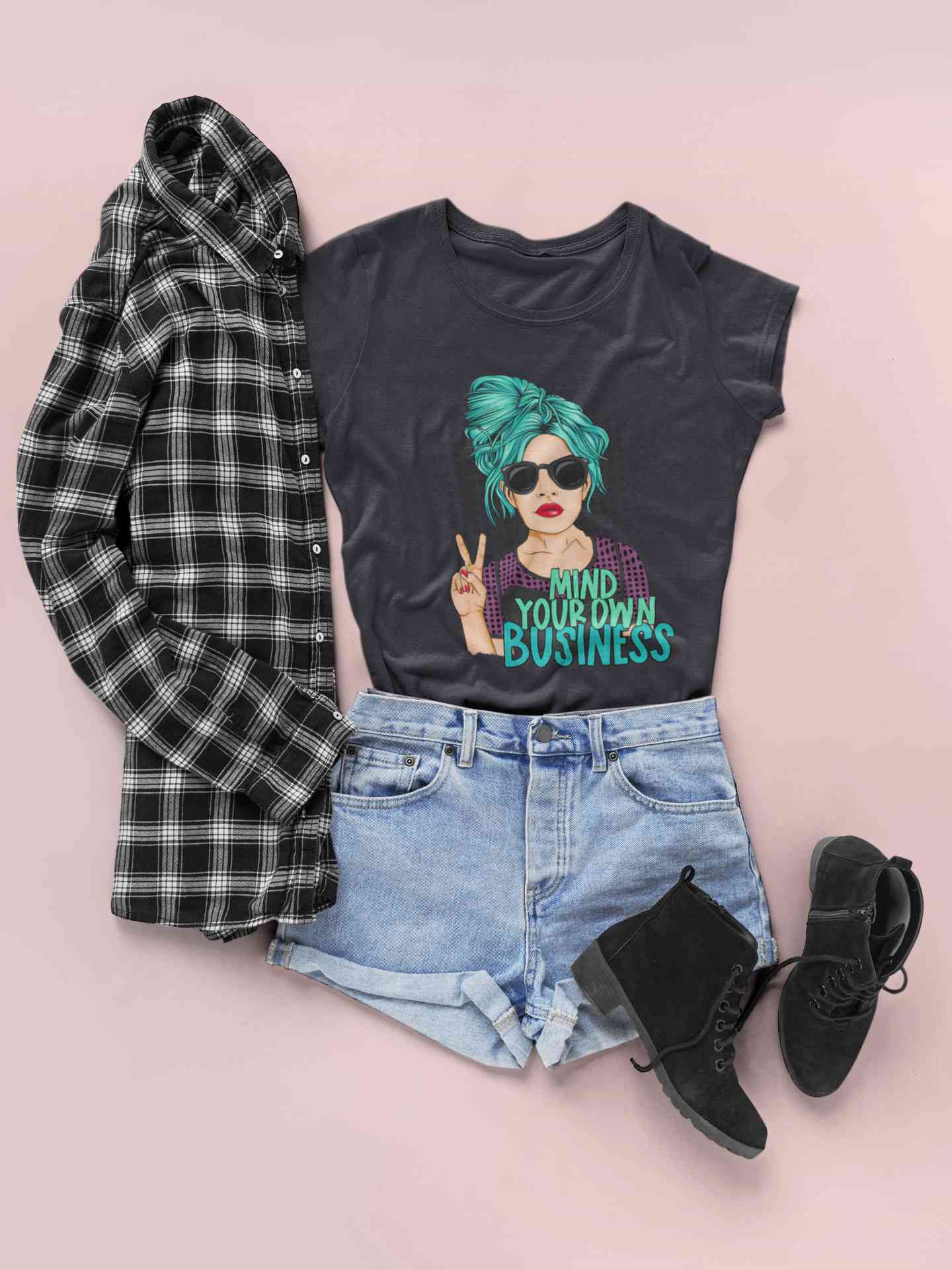 Pop Art Mind Your Own Business Women Half Sleeves T-shirt- FunkyTeesClub