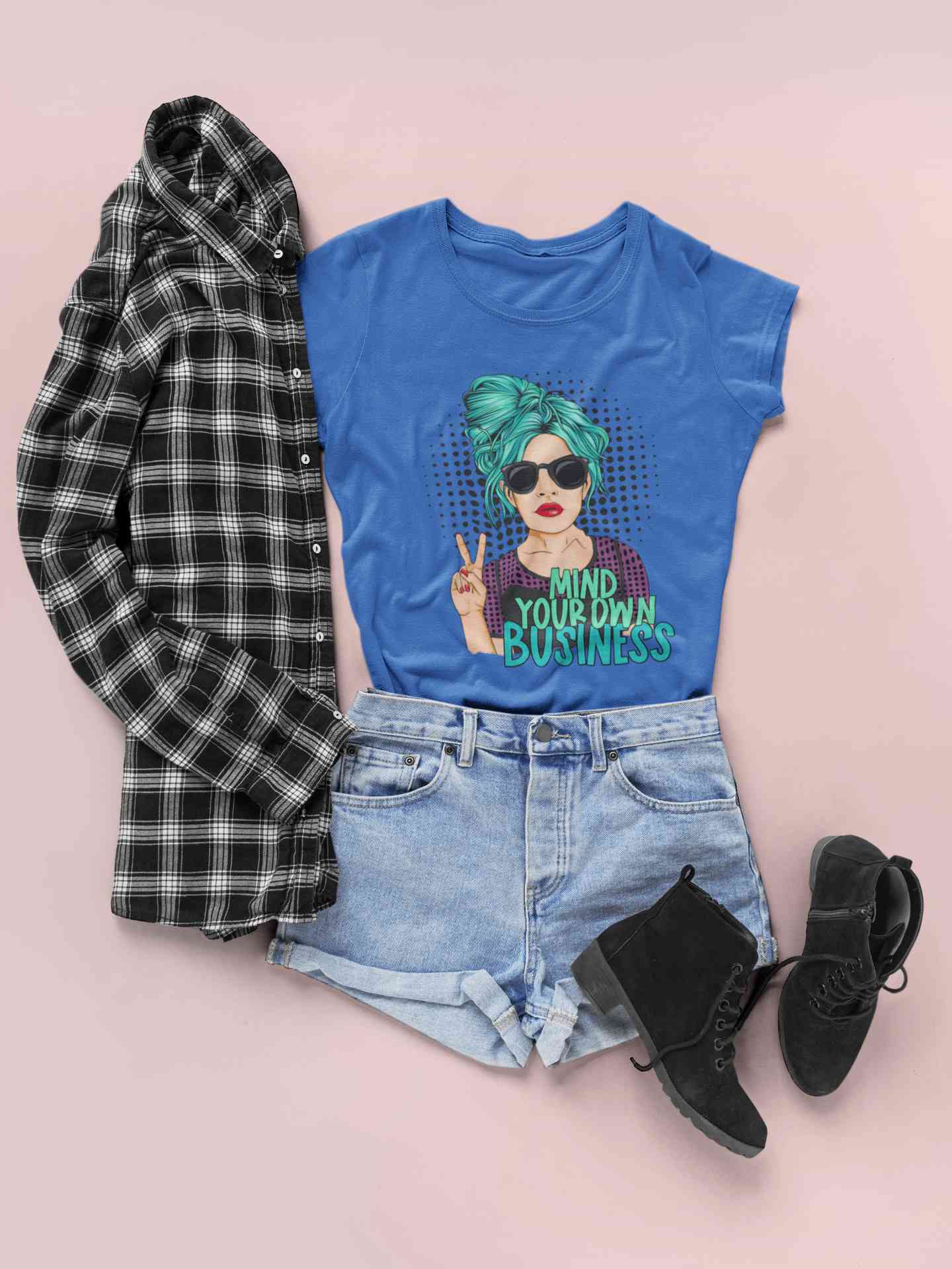 Pop Art Mind Your Own Business Women Half Sleeves T-shirt- FunkyTeesClub