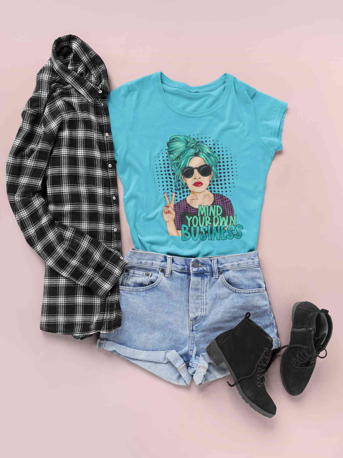 Pop Art Mind Your Own Business Women Half Sleeves T-shirt- FunkyTeesClub