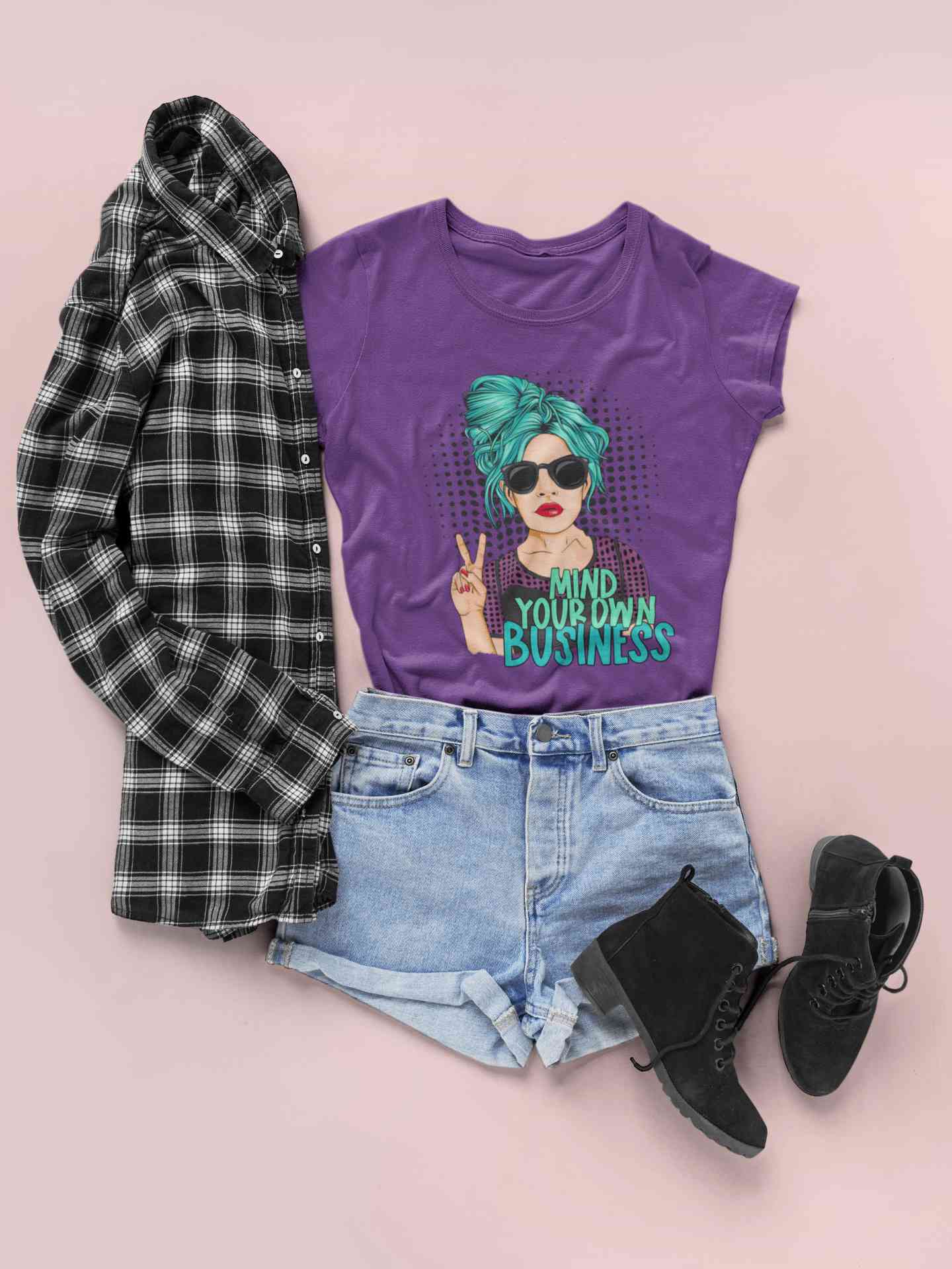 Pop Art Mind Your Own Business Women Half Sleeves T-shirt- FunkyTeesClub