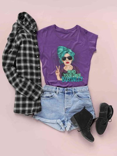 Pop Art Mind Your Own Business Women Half Sleeves T-shirt- FunkyTeesClub