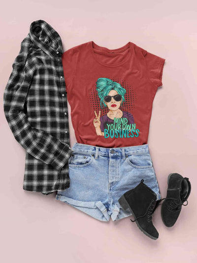Pop Art Mind Your Own Business Women Half Sleeves T-shirt- FunkyTeesClub
