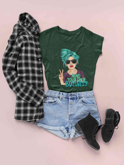 Pop Art Mind Your Own Business Women Half Sleeves T-shirt- FunkyTeesClub
