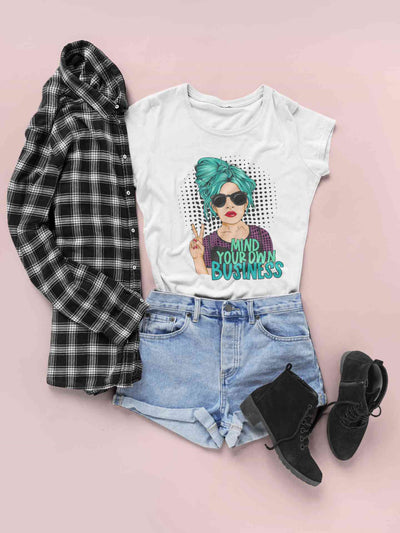 Pop Art Mind Your Own Business Women Half Sleeves T-shirt- FunkyTeesClub