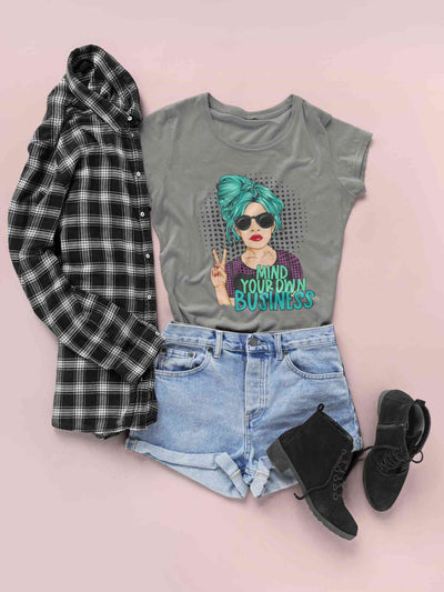 Pop Art Mind Your Own Business Women Half Sleeves T-shirt- FunkyTeesClub