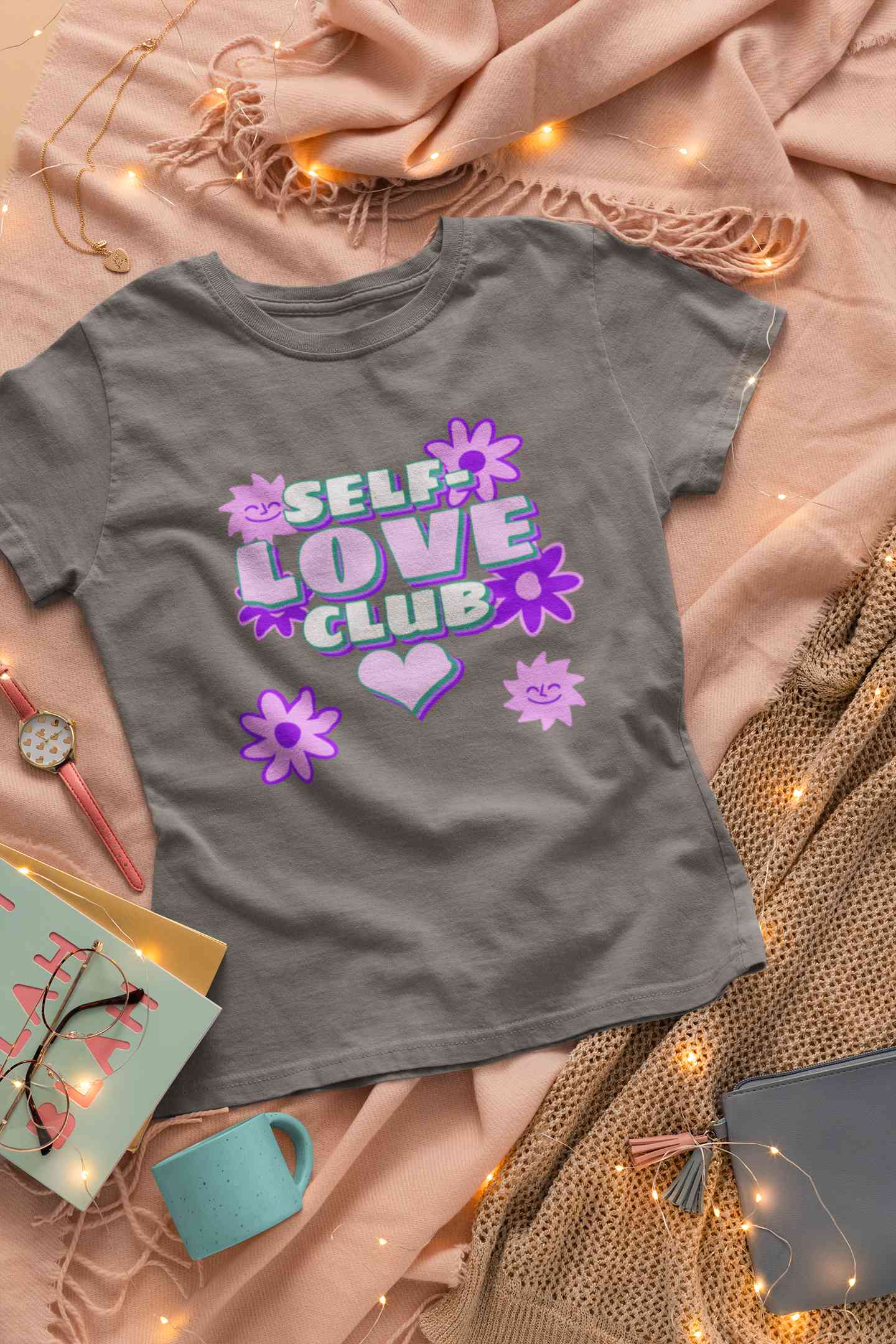 60s Inspired A Self Love Quote Women Half Sleeves T-shirt- FunkyTeesClub