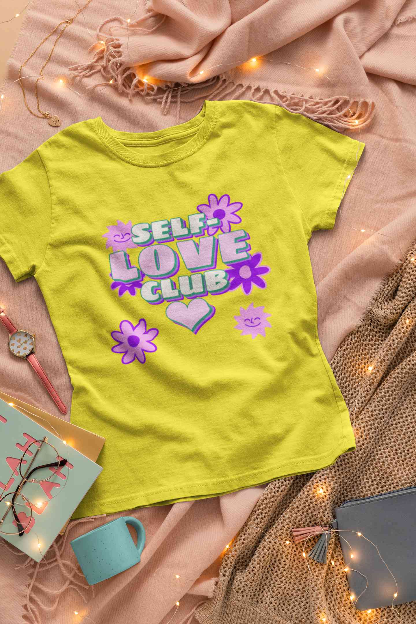 60s Inspired A Self Love Quote Women Half Sleeves T-shirt- FunkyTeesClub