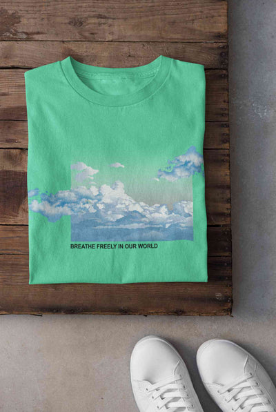 Cloud And Slogan Print Women Half Sleeves T-shirt- FunkyTeesClub