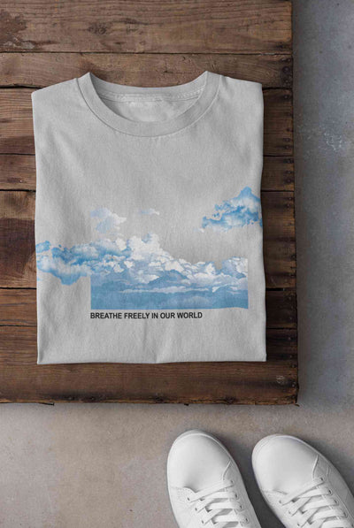 Cloud And Slogan Print Women Half Sleeves T-shirt- FunkyTeesClub