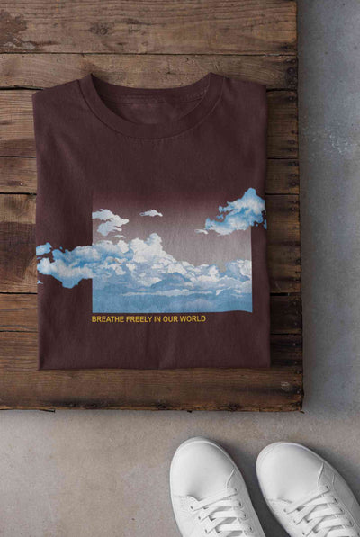 Cloud And Slogan Print Mens Half Sleeves T-shirt- FunkyTeesClub