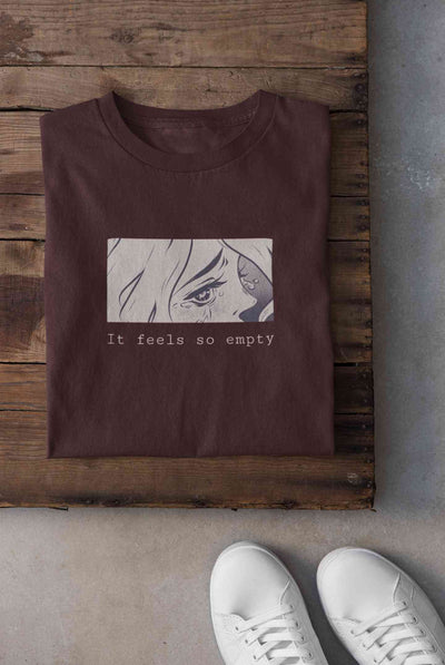I feel So Empty Sad Manga Anime Theme Women Half Sleeves T-shirt- FunkyTeesClub
