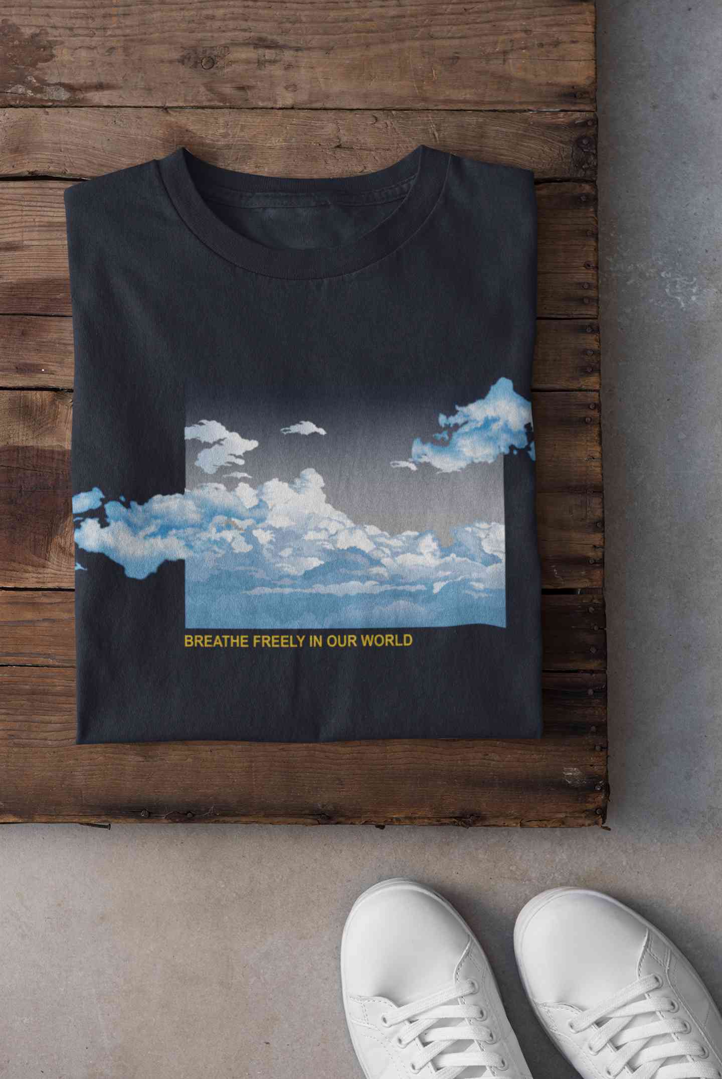 Cloud And Slogan Print Mens Half Sleeves T-shirt- FunkyTeesClub