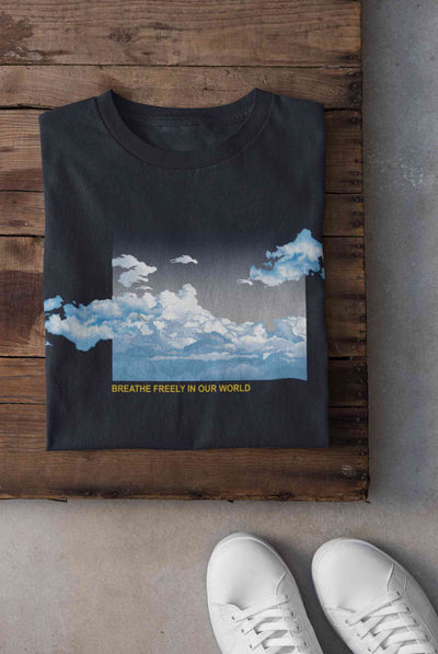 Cloud And Slogan Print Women Half Sleeves T-shirt- FunkyTeesClub